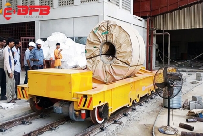 100 Ton Electric Steel Coil Railway Trolley With V Frame Exported Pakistan