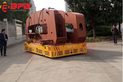 30 Ton Steerable Trackless Transfer Carriage For Steel Structure Transportation On Concrete Floor