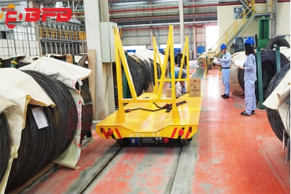 Warehouse 5t Wire Coil Transfer Cart On Steel Rail Road Powered By Battery