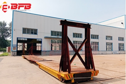 5t Electric Rail Transfer Tractor Trolley Platform Towing A No Power Rail Cart For Rolled Steel Handling