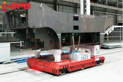 Steel Beam Movement RGV Battery Electric Handling Trolley On Rails Inside Auto Factory