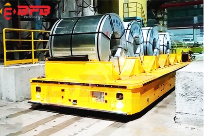 Motorized 45 Ton Steel Coil Flat Bed Trailer Coil Trailer For Workshop Transfer