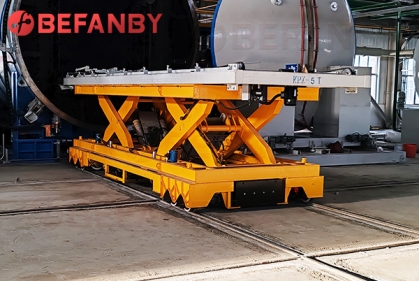 Battery Power Automated Rail Guided Vehicle With Hydraulic Lift System